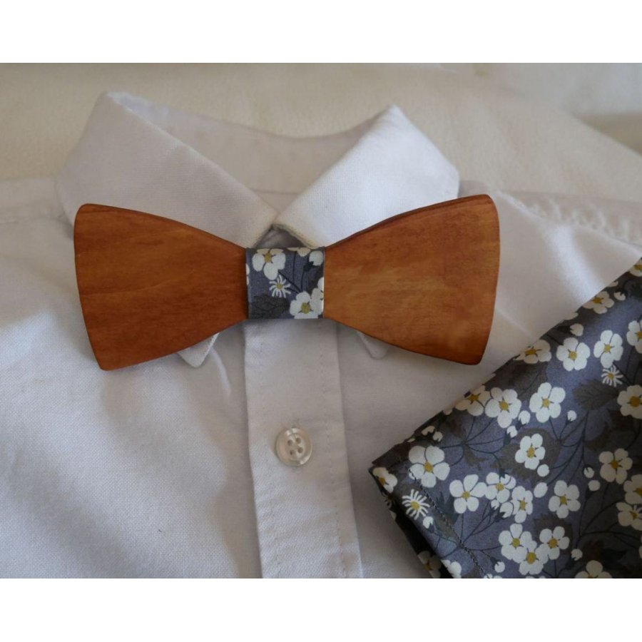 Conjunto de Gravata de Madeira L8 Grey Liberty Clutch Gift para Homens