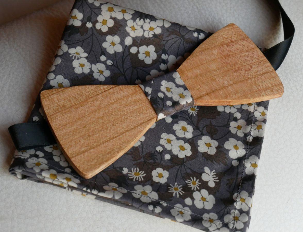 Conjunto de Gravata de Madeira L8 Grey Liberty Clutch Gift para Homens