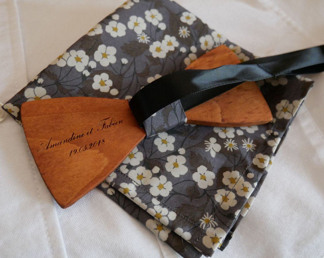Conjunto de Gravata de Madeira L8 Grey Liberty Clutch Gift para Homens