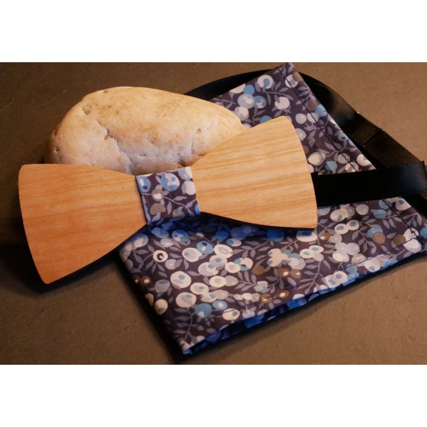 Conjunto de laço de madeira Liberty pouch L13 tons azuis