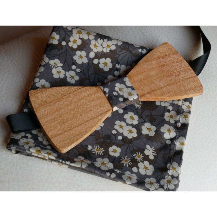 Conjunto de Gravata de Madeira L8 Grey Liberty Clutch Gift para Homens