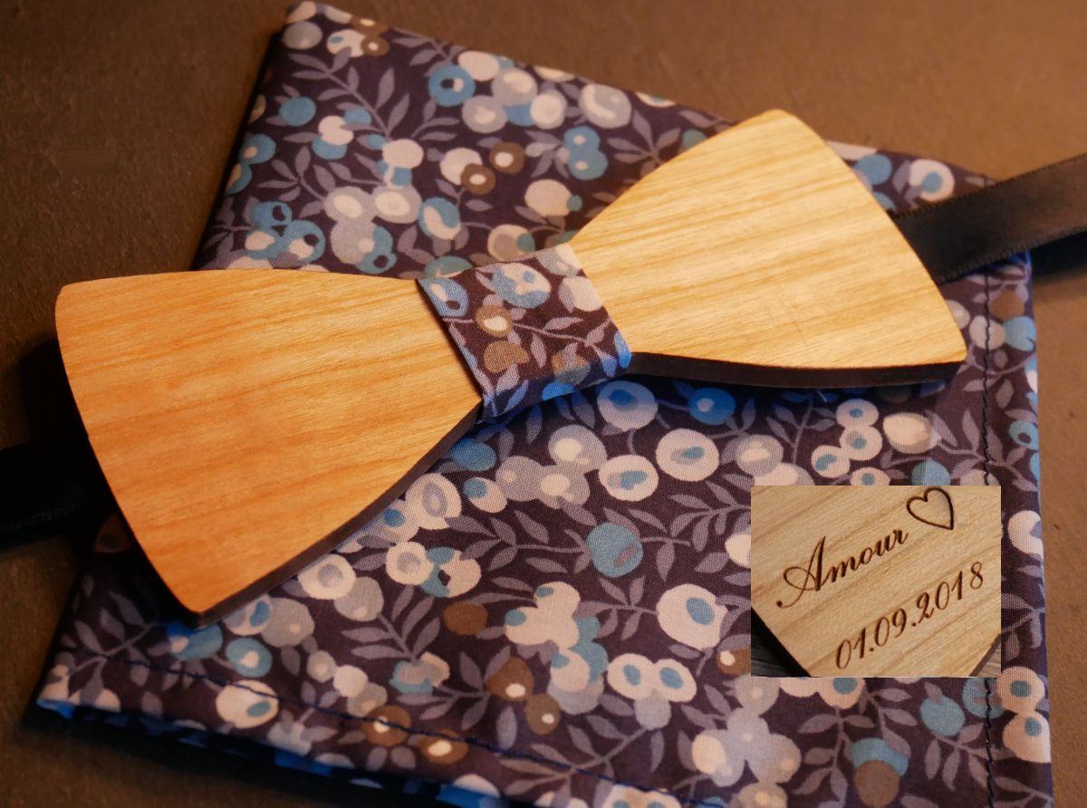 Conjunto de laço de madeira Liberty pouch L13 tons azuis
