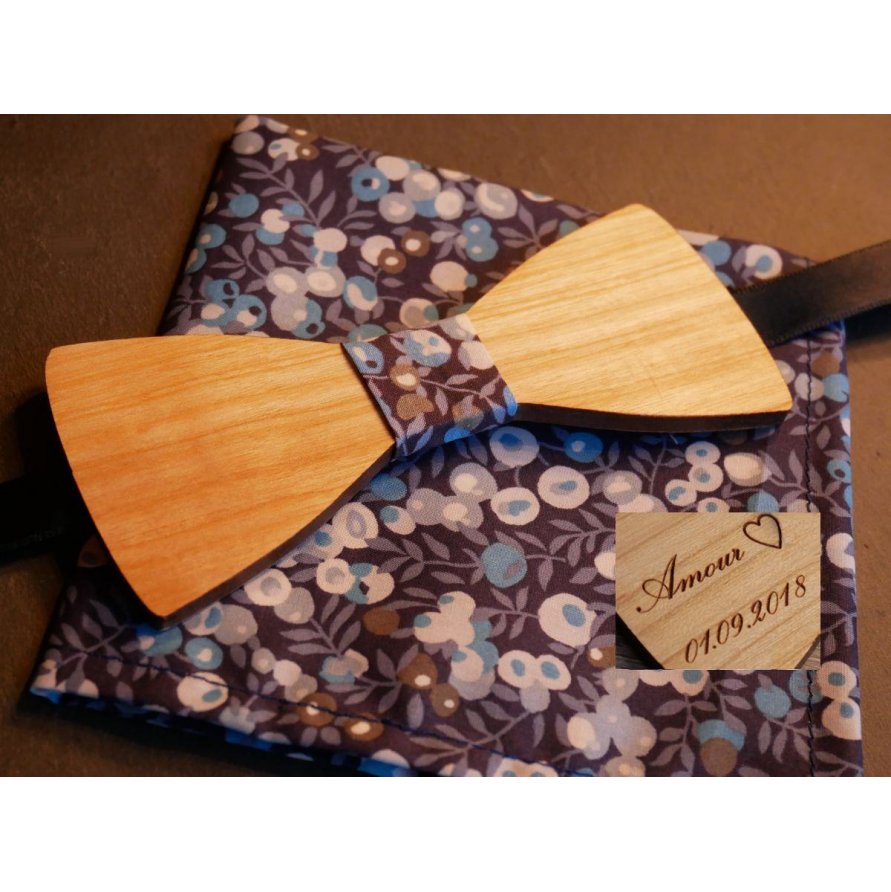 Conjunto de laço de madeira Liberty pouch L13 tons azuis