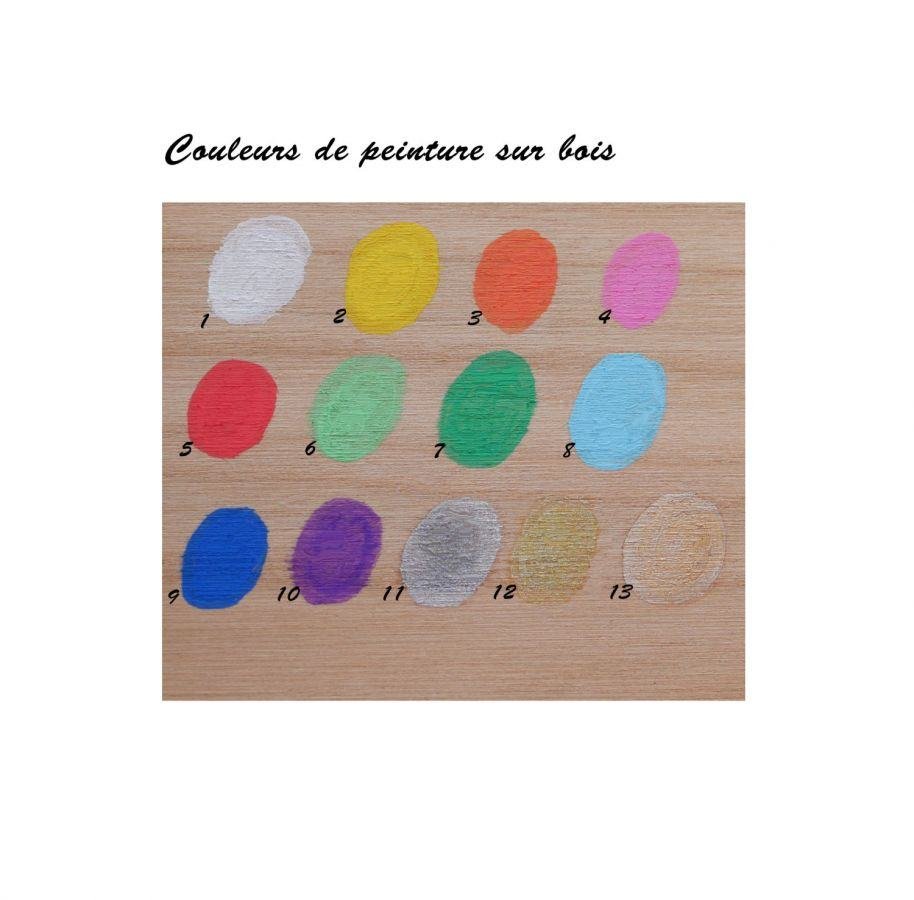 Laço de madeira, desenho personalizável, gravado e pintado, feito em França