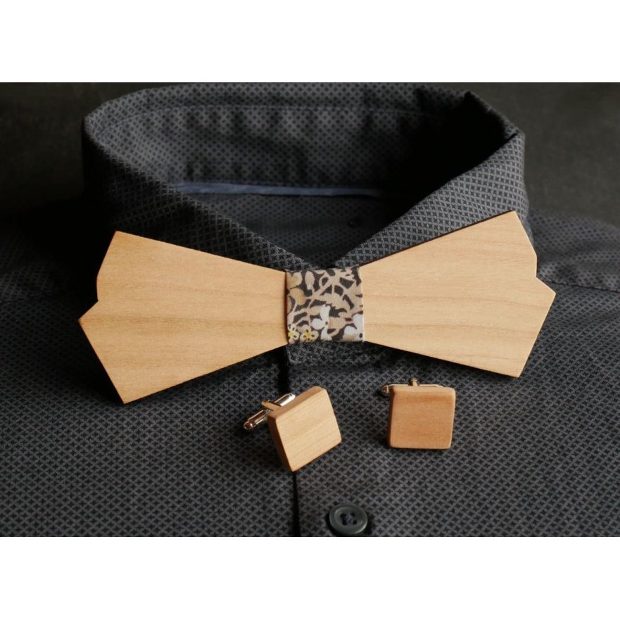 Gravata-borboleta original de madeira para personalizar