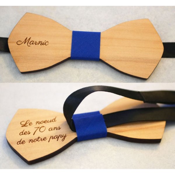 Gravata em la&ccedil;o de madeira natural a personalizar atrav&eacute;s da gravura "le rabl&eacute;  
