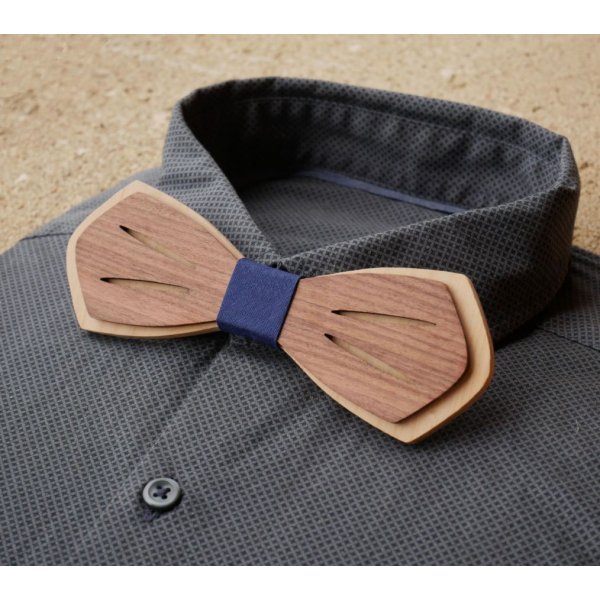 Noeud papillon en bois Palissandre et Merisier naturels &agrave; personnaliser