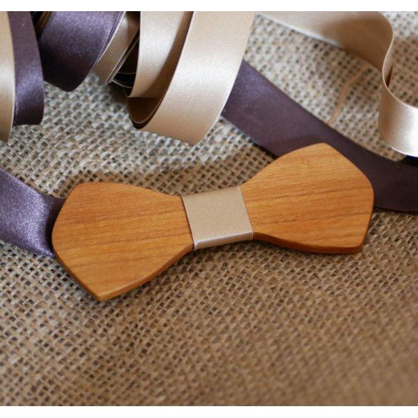 Gravata de madeira francesa para homens "le rabl&eacute;" de tamanho pequeno e personaliz&aacute;vel