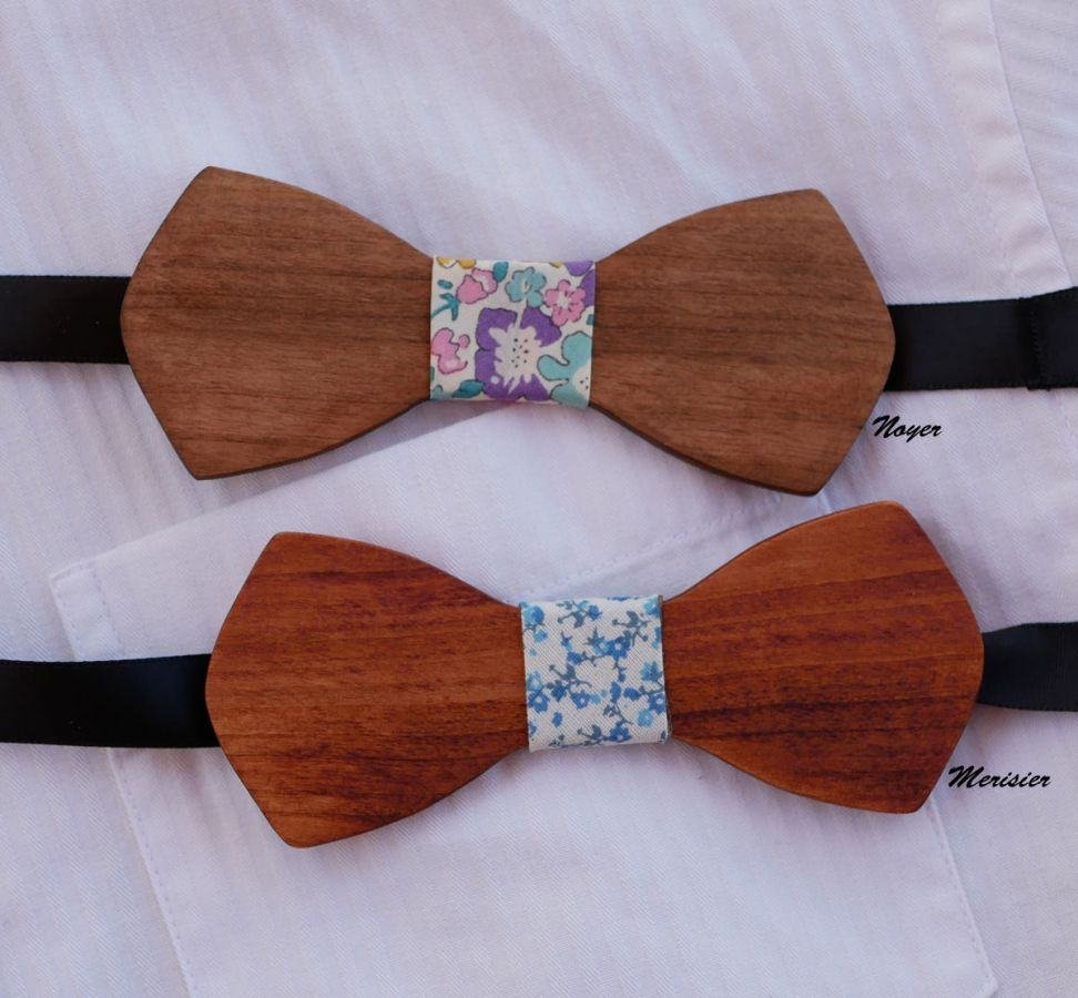 Gravata de madeira francesa para homens "le rablé" de tamanho pequeno e personalizável