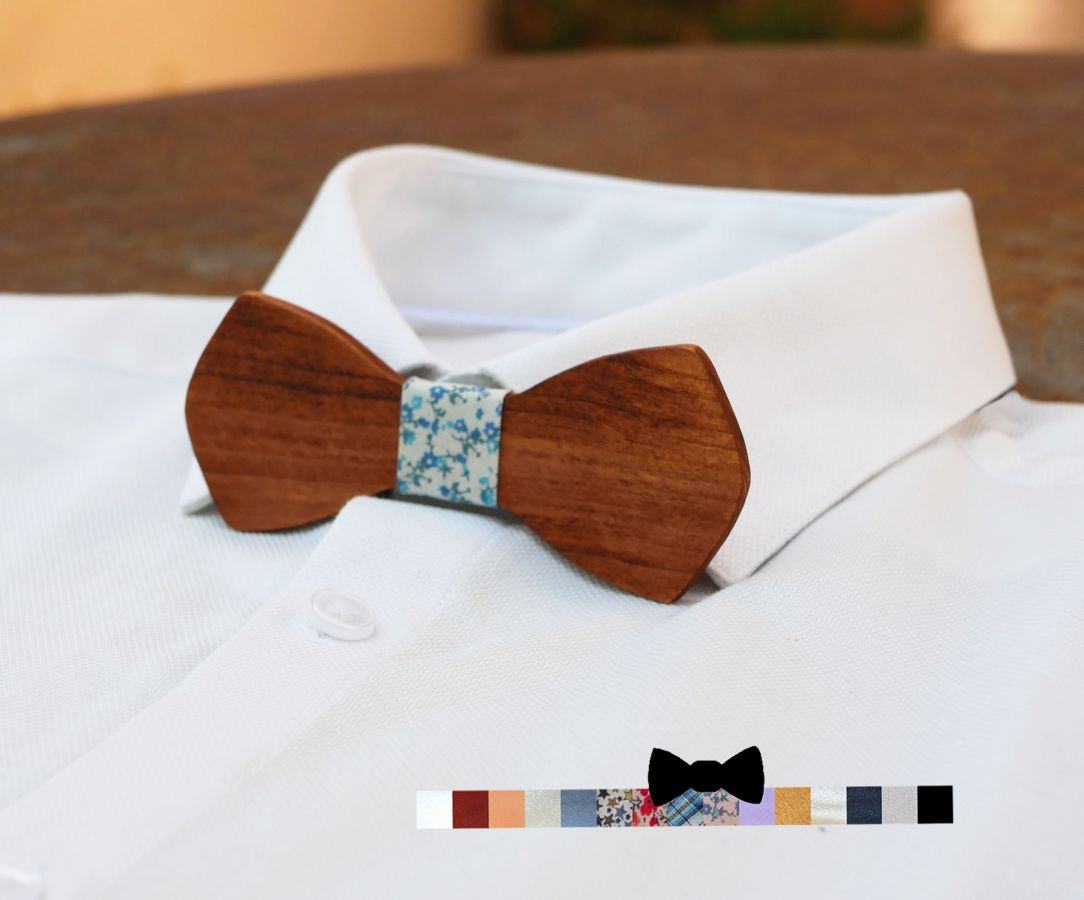 Gravata de madeira francesa para homens "le rablé" de tamanho pequeno e personalizável