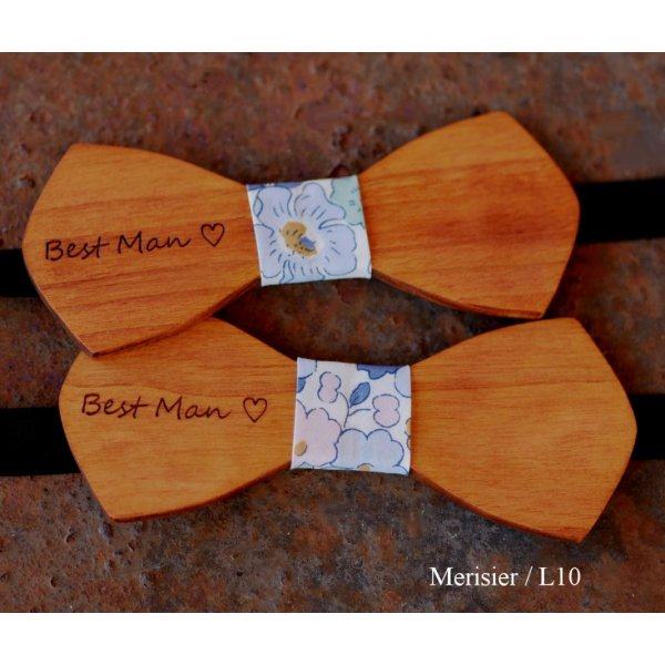 Gravata de madeira francesa para homens "le rabl&eacute;" de tamanho pequeno e personaliz&aacute;vel