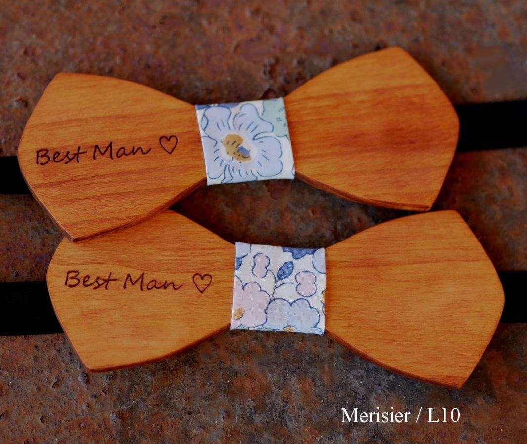 Gravata de madeira francesa para homens "le rablé" de tamanho pequeno e personalizável