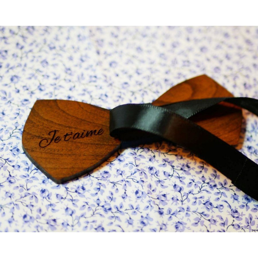 Gravata de madeira francesa para homens "le rablé" de tamanho pequeno e personalizável