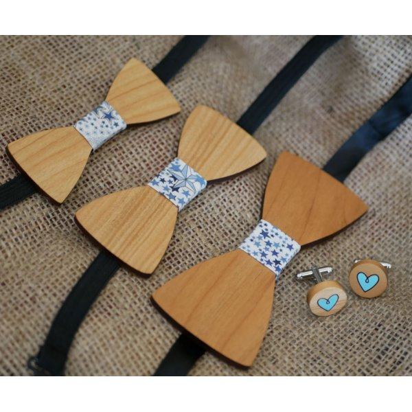 Gravata de la&ccedil;o infantil em madeira clara a personalizar em Fran&ccedil;a