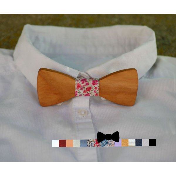 Gravata de la&ccedil;o infantil em madeira clara a personalizar em Fran&ccedil;a