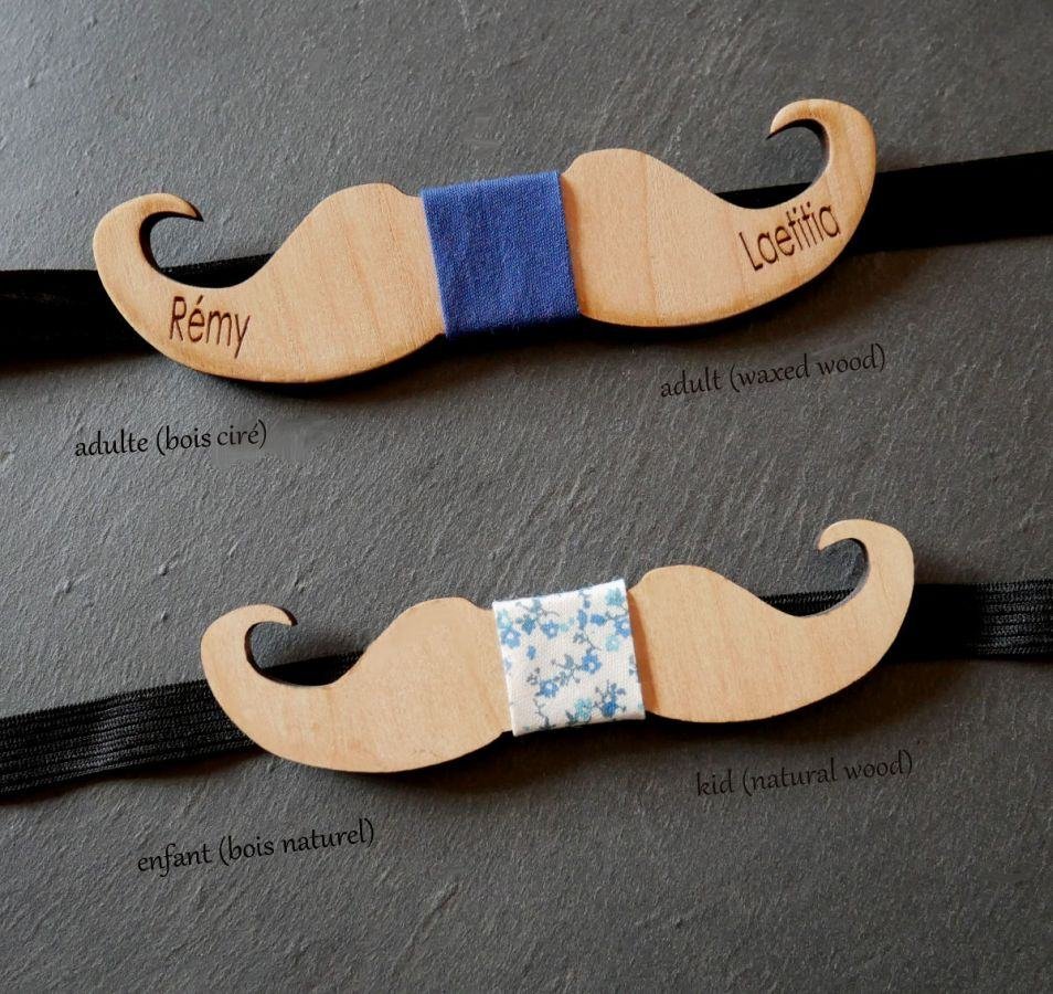 Gravata-borboleta de madeira para crianças Bigodes para personalizar