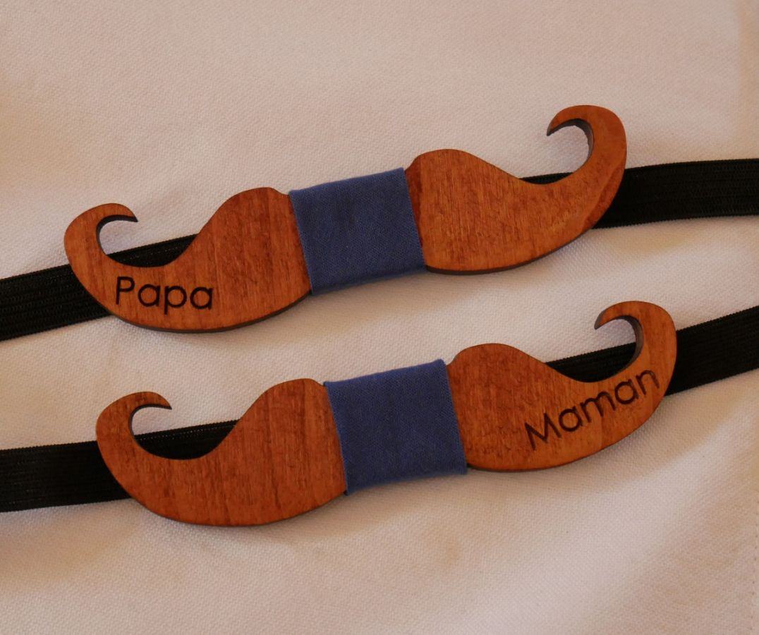 Gravata-borboleta de madeira para crianças Bigodes para personalizar