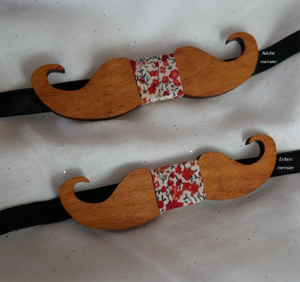 Gravata-borboleta de madeira para crianças Bigodes para personalizar