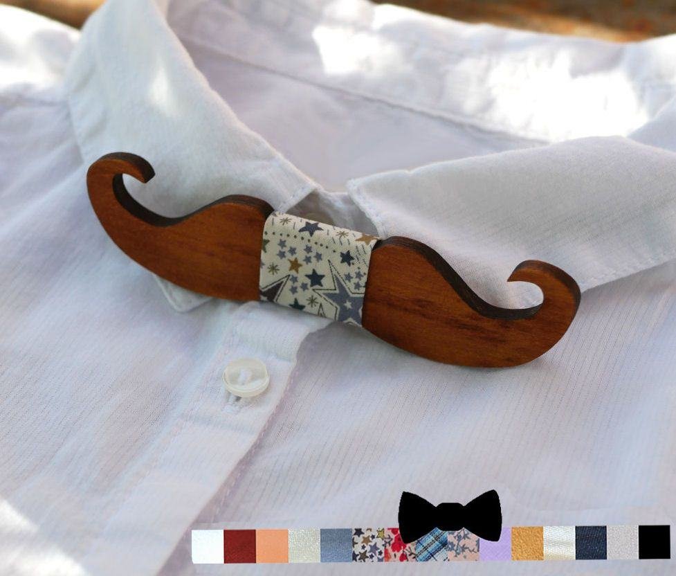 Gravata-borboleta de madeira para crianças Bigodes para personalizar