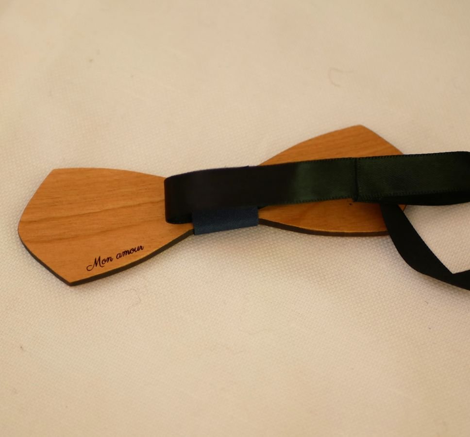 Gravata de madeira francesa para homens "le rablé long" personalizável