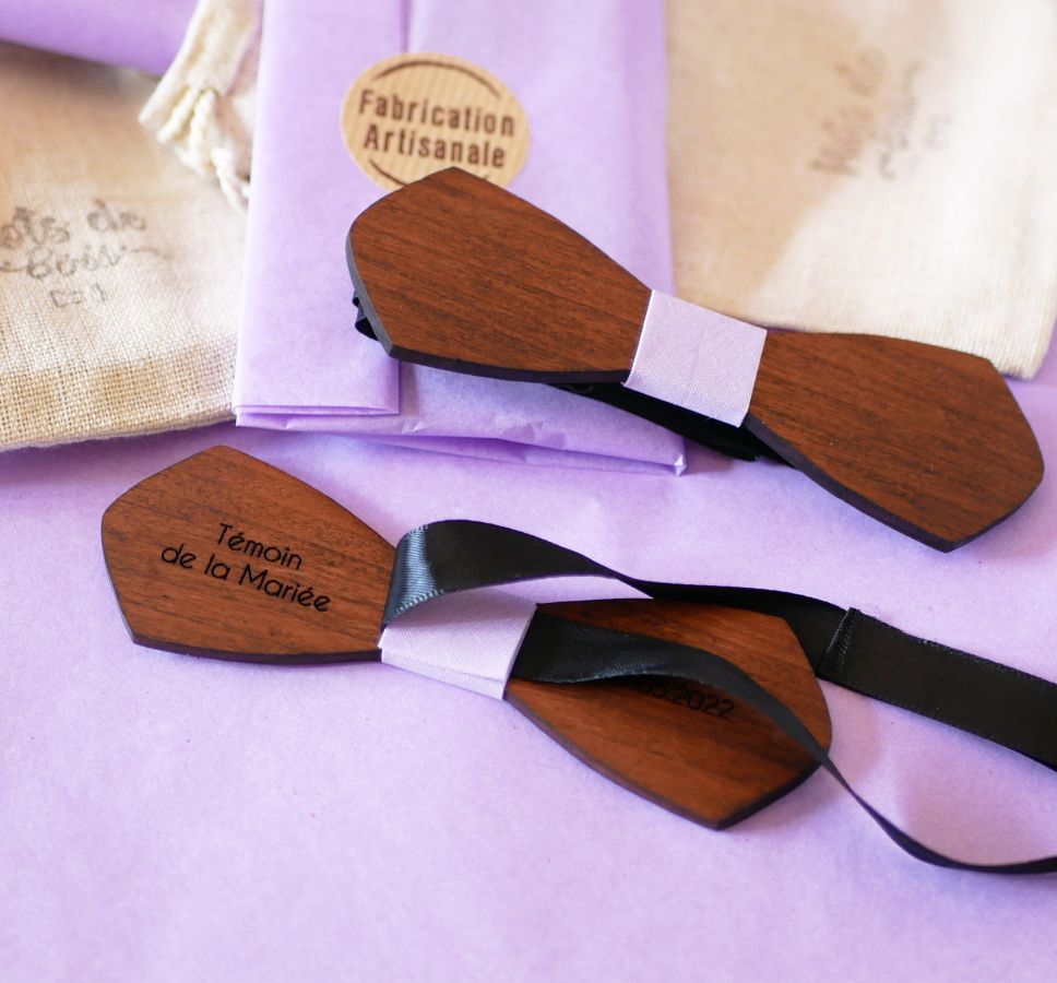 Gravata de madeira francesa para homens "le rablé long" personalizável