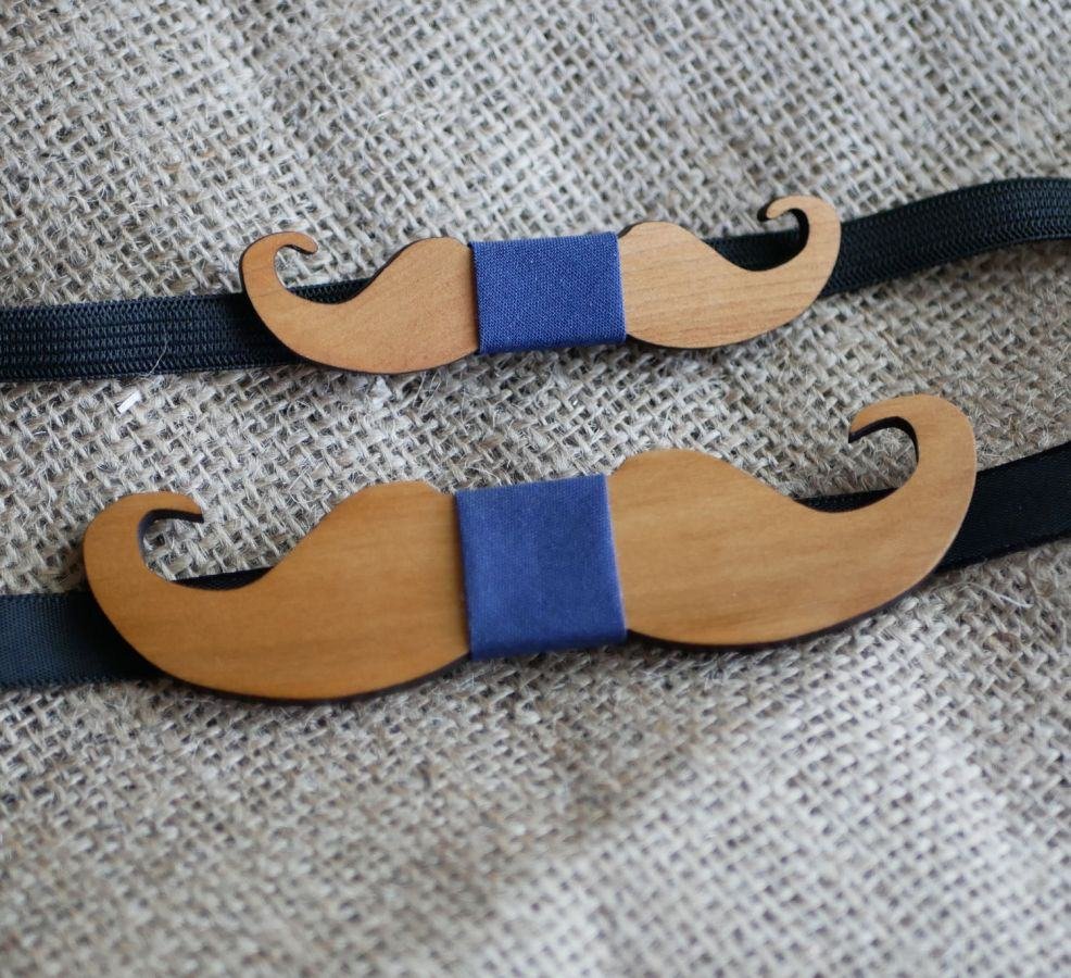 Mini gravata-borboleta de bigode de madeira para personalizar feito em França