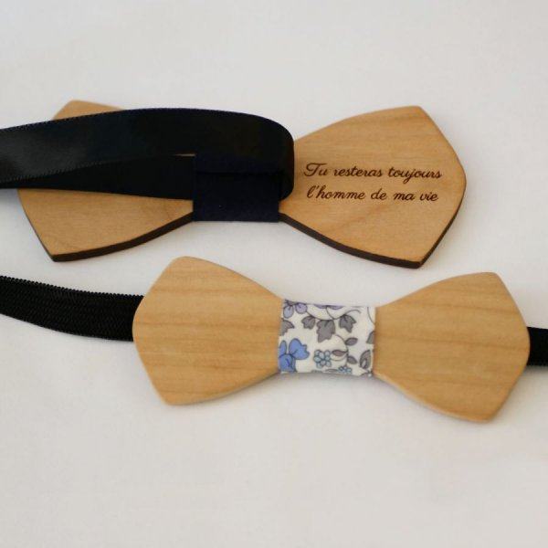 Gravata em la&ccedil;o de madeira natural a personalizar atrav&eacute;s da gravura "le rabl&eacute;  