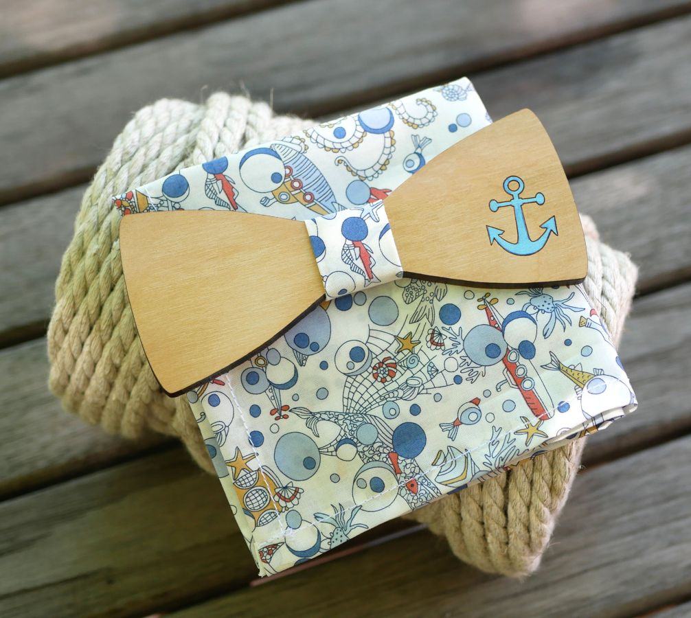 Bolsa de laço de marinheiro Liberty Ocean em madeira, personalizável