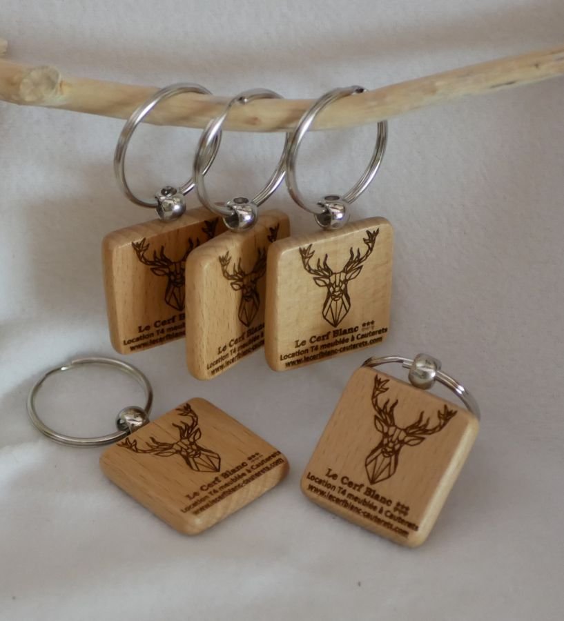 Porta-chaves quadrado de madeira St Christophe para personalizar com gravação