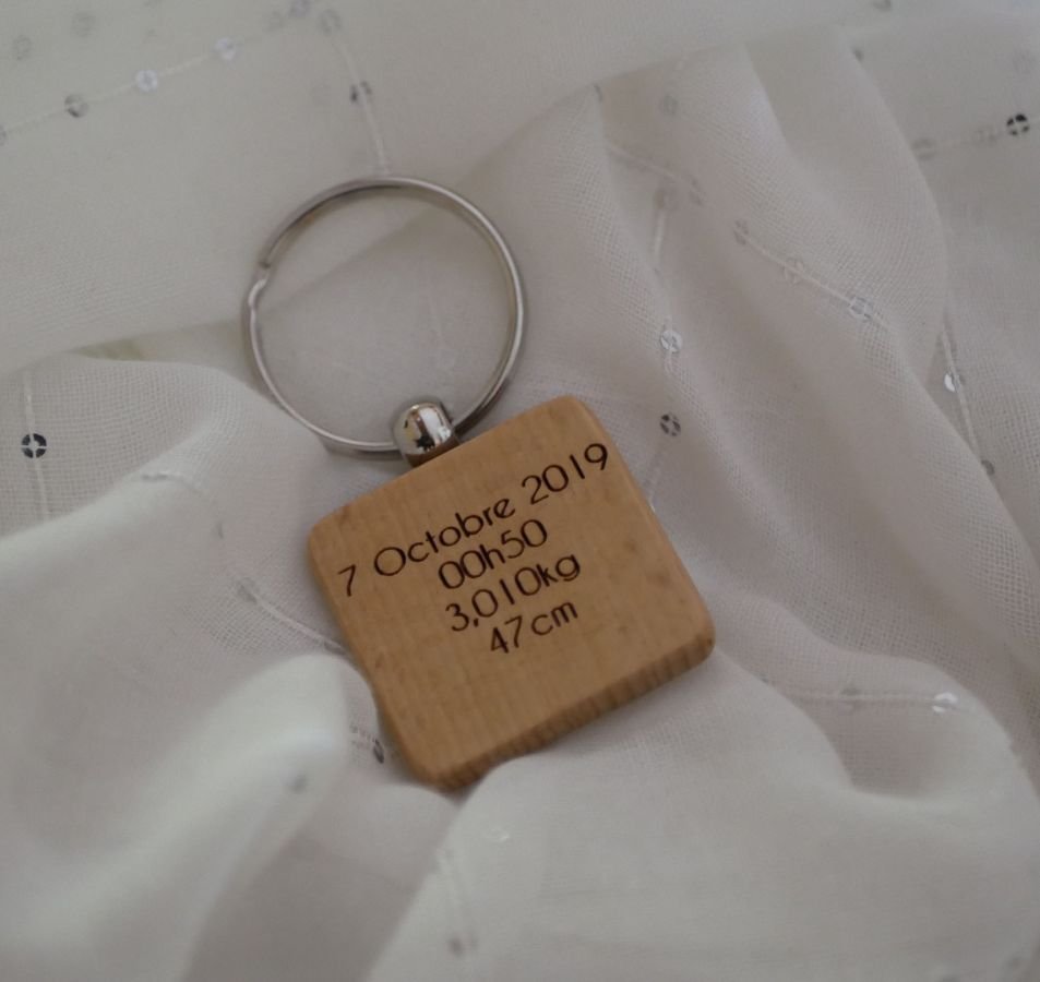 Porta-chaves quadrado de madeira St Christophe para personalizar com gravação