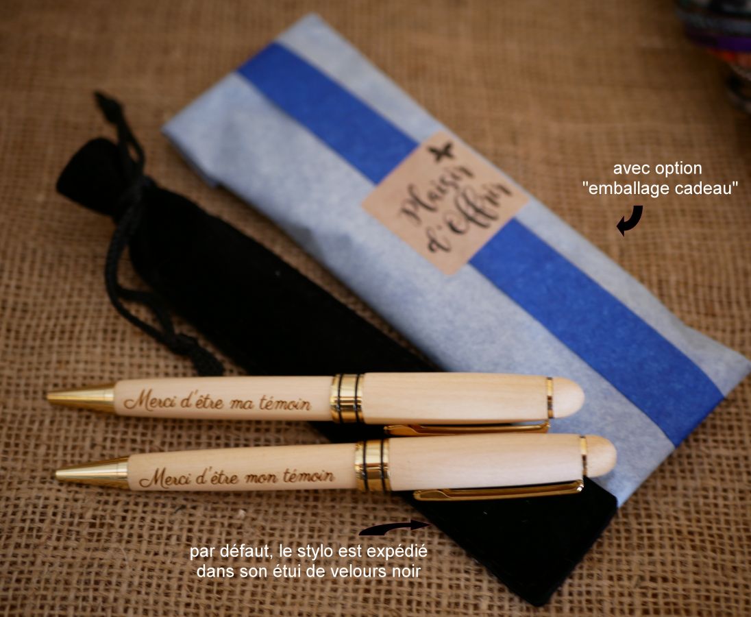 Caneta de madeira bicolor gravada para personalizar