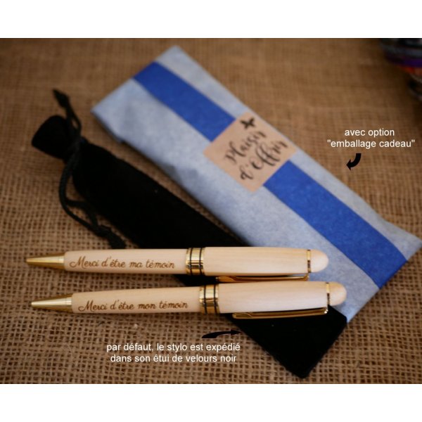Caneta de madeira bicolor gravada para personalizar
