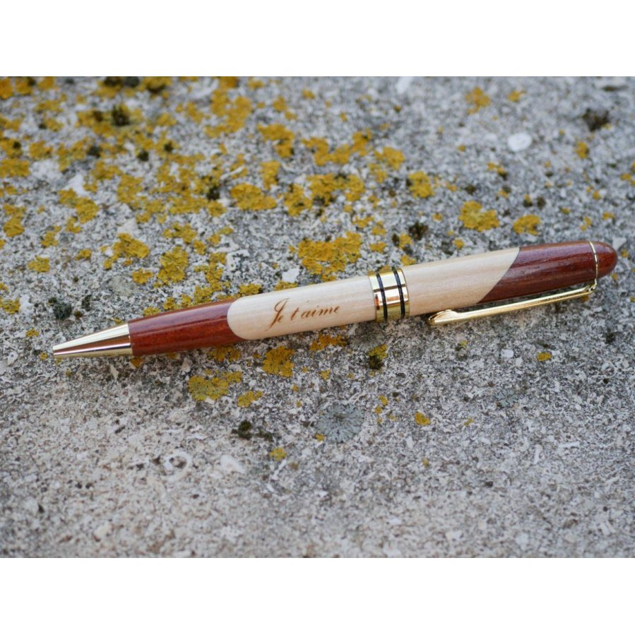 Caneta de madeira bicolor gravada para personalizar