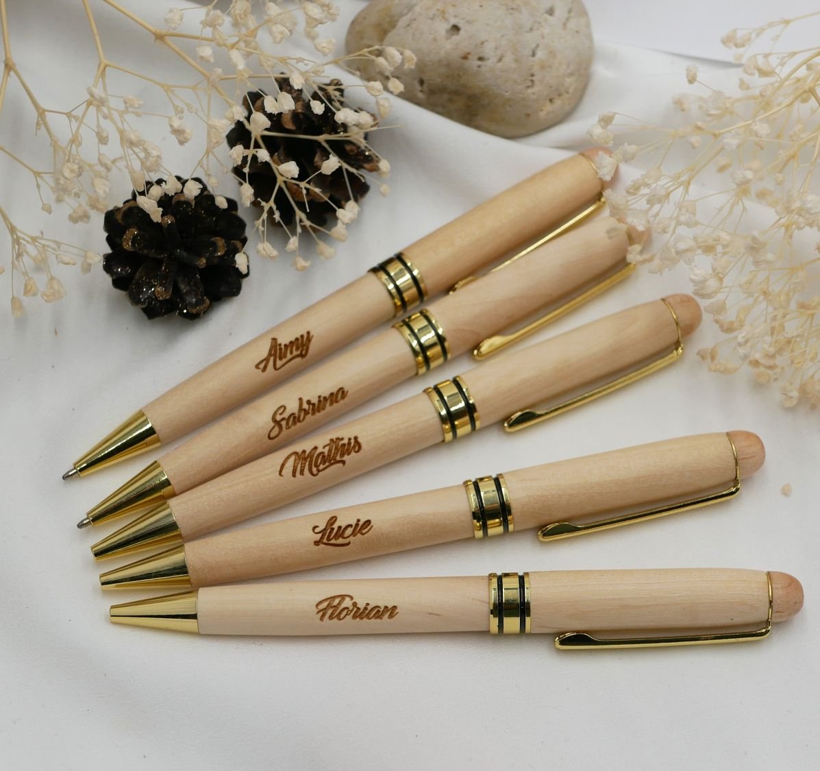 Caneta de madeira leve gravada para personalizar