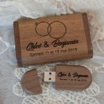 Pen drive e caixa em madeira de nogueira 3.0 USB, 32 GB, personalizável