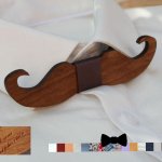 Gravata com laço de bigode de madeira tingida para personalizar feita em França