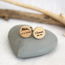 Botões de punho redondos de madeira para personalizar 18mm
