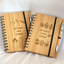 Caderno em madeira Receitas de cozinha para personalizar