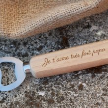 Abre-garrafas de madeira gravada para personalizar, presente de casamento 
