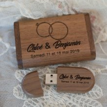 Pen drive e caixa em madeira de nogueira 3.0 USB, 32 GB, personalizável