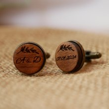 Botões de punho de madeira em bronze envelhecido 16 mm personalizável