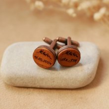 Botões de punho de madeira em cobre antigo 16 mm, personalizáveis