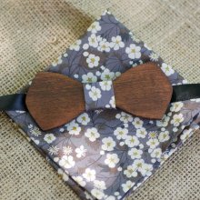 Conjunto de Gravata de Madeira L8 Grey Liberty Clutch Gift para Homens