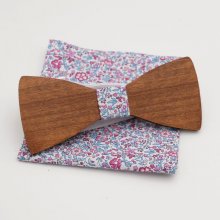 Saco de embraiagem Liberty Katie fuchsia e laço de madeira à sua escolha
