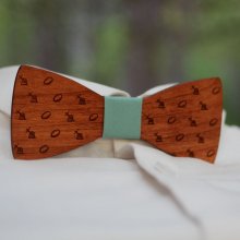 Gravata de laço de madeira com mini design gravado para personalizar feita em França