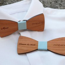 Laço de madeira de cerejeira oleado com linho a personalizar em França
