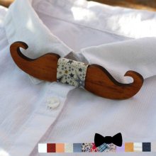 Gravata-borboleta de madeira para crianças Bigodes para personalizar