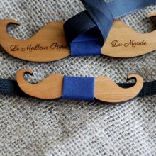 Mini gravata-borboleta de bigode de madeira para personalizar feito em França