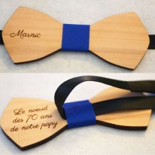 Gravata em laço de madeira natural a personalizar através da gravura "le rablé  